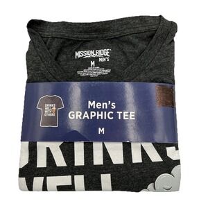 MISSION RIDGE Men's Graphic T-shirt "Drinks Well with Others" Gray size M